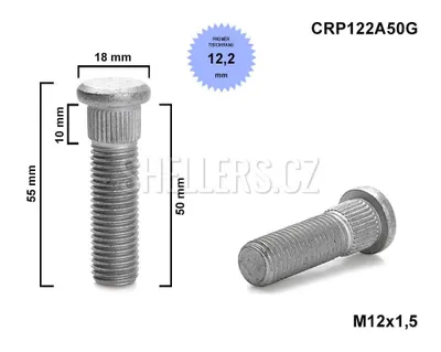 Obrázek produktu pro Kolový svorník (šteft) M12x1,5x50 tisícihran průměr 12,2mm (CRP122A50G)