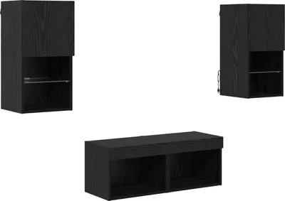 Produktbild von vidaXL TV-Wandregale 4 stk. Schwarz Eichen-Optik Holzwerkstoff