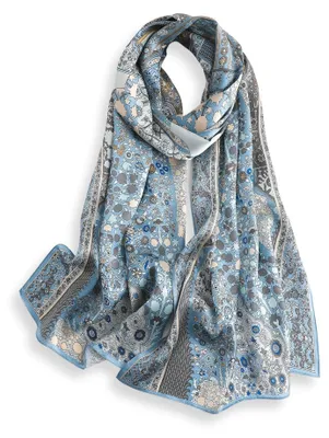Zdjęcie produktu dla 100% jedwabny szal damski, 170 x 53 cm, elegancki i stylowy