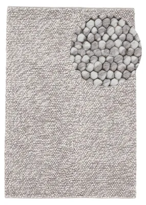 Produktbild von Wollteppich Calo weicher Filzkugel-Teppich Beige 240x340 cm für Wohnzimmer, Schlafzimmer & Kinderzimmer