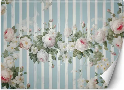 Produktbild von Vlies fototapete Weiße Vintage-Blumen 368x254 cm Feeby Blau inkl. Kleber einfache Montage