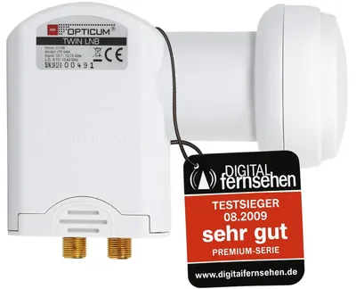 Produktbild von RED OPTICUM LTP 04H LNB Twin I Hitze- & kältebeständiger Digital-LNB 2-fach mit nur 0.1dB Rauschmaß mit Wetterschutz I Full HD - 3D - UHD - 4K Ready I Sat-LNB für 2 Teilnehmer weiß