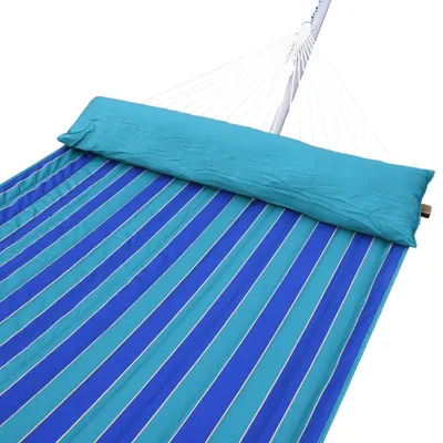 Produktbild von Doppel Stabhängematte blau mit Kissen - gefüttert Olefin