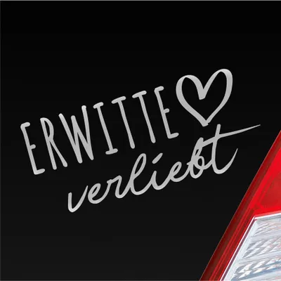 Produktbild von Auto Aufkleber Erwitte verliebt Herz Stadt Heimat Liebe Car 19x9 cm Silber Sticker Heckscheibenaufkleber