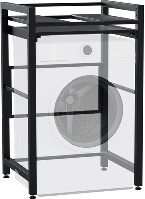 Produktbild von Waschmaschinenregal KLAUS mit Ausziehboden - 73x64x115cm, Metall, Schwarz | Waschmaschinenuntergestell Waschmaschine Trockner Stapelgestell