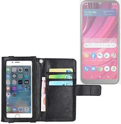 Produktbild von K-S-Trade Handy Hülle Schutz Hülle Kompatibel mit BLU View 4 Case mit Displayschutz / Schutzfolie Flip Cover Wallet case Etui Hülle schwarz