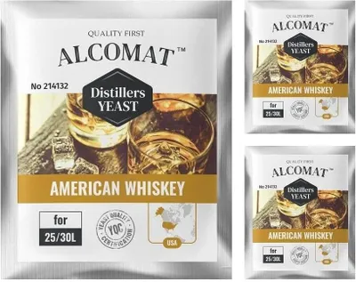 Produktbild von American Whiskey Distillers Yeast ALCOMAT Whisky Yeast | Alkohol Hefe | Gärhefe| 10g/ 25 bis 30 Liter, 3 Stück