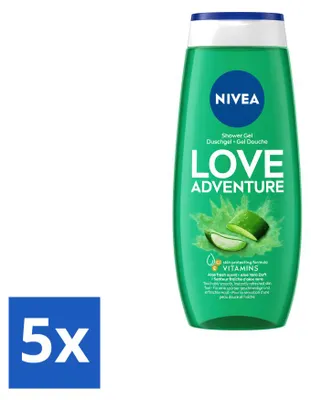 Produktbild von 5 x NIVEA Love Adventure Douchegel - Huidbeschermend - 250 ml - Vorteilspackung - 5 Stücke