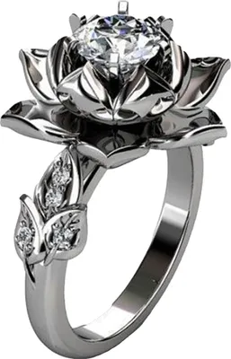 Produktbild von Vintage Damen Fingerring mit Strass-Intarsien, Seerosenblume, Party-Schmuck, Geschenk-US 9