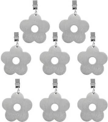 Produktbild von 8 Stück schwere Tischdeckengewichte, blumengestaltige Edelstahl Tischdeckenklammern, Tischdeckengewichte, blumengestaltige Tischdeckenclip, 6,4 cm Tischdeckenhalter für Tischdecken, Garten, Außentisch, Restaurant, Camping (Silber)