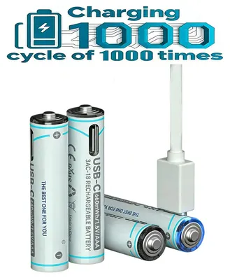 Produktbild von Akku AAA Typ-C Anschluss Li-Ion 660mWh 1,5V, 4 Stueck, wiederaufladbar fuer Fernbedienung, Controller, Spielzeug, Funkgeraet uvm