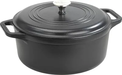 Image de Victoria 39493 Fourneau à induction en fonte émaillée 29cm Pot à pain 6,6L, sans PTFE Noir