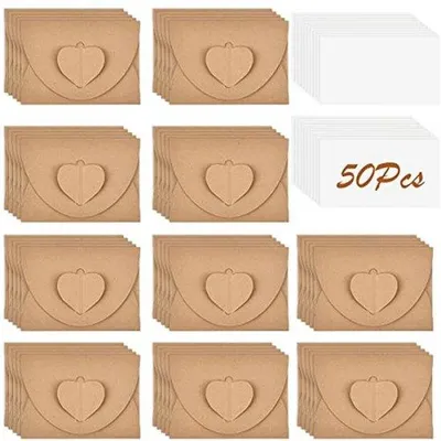 Produktbild von Famanu Mini-Enveloppen Kraftpapier mit Blankokarten - 50 Stück