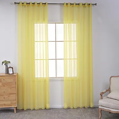 Imagen del producto de Solidchoice - Juego de 2 cortinas translúcidas con ojales para decoración de ventanas