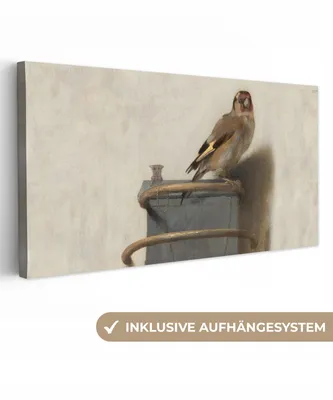 Zdjęcie produktu dla MuchoWow® - Obraz na płótnie - Szczygieł - Stary Mistrz - Carel Fabritius, fototapeta, dekoracja ścienna, obrazy do salonu, 40x20cm