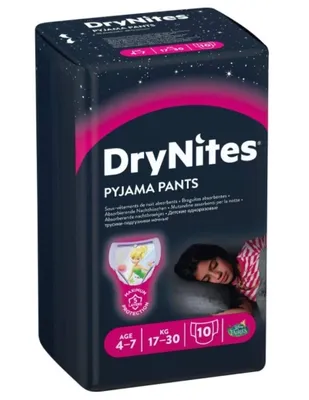 Image de HUGGIES® DryNites Culotte de protection jetable pour fille 4-7 ans (17-30 kg) 10 pcs