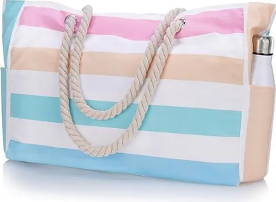 Produktbild von Wasserdichte Strandtasche für Damen, großes Fassungsvermögen, Reißverschluss mit Seil-Schultergurten, C
