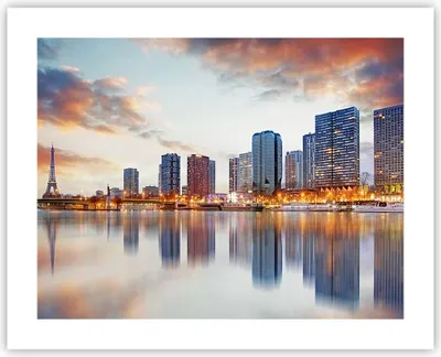 Produktbild von Poster - Poster ohne Rahmen - Fluss Wolkenkratzer Ansicht Eiffle - 50x40 cm - Wand Bild - Wanddeko - Wandbilder - Kunstposter - Wandposter - Bilder - Kunstdruck - Wandbild - P2XAA50x40-2831