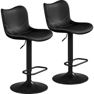 Produktbild von Yaheetech Barhocker Tresenhocker 2er Set, Drehhocker höhenverstellbar, mit Rückenlehne & Fußstütze, Schwarz