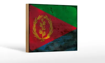 Produktbild von Holzschild Flagge Eritrea 18x12cm Flag of Eritrea Rost