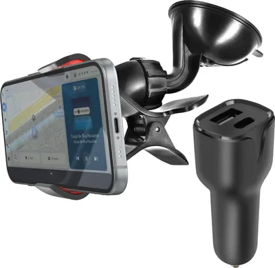 Zdjęcie produktu dla Avizar, ładowarka samochodowa USB-C + uchwyt z przyssawką, czarna