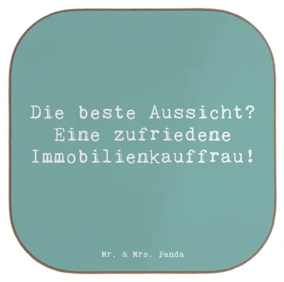 Produktbild von Mr. & Mrs. Panda Getränkeuntersetzer Spruch Immobilienkauffrau Freude - Meeresbrise - Geschenk, Holzuntersetzer, Verkauf, Berufspassion, Empathie, Coaster, Beruf