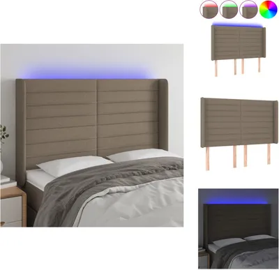 Produktbild von vidaXL LED Kopfteil Taupe 147x16x118/128 cm Stoff -  Kopf- & Fußenden