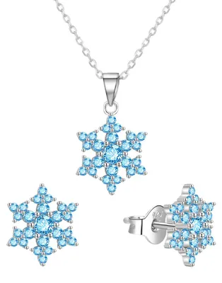 Produktbild von Schö nes Silberschmuckset mit blauen Zirkonen AGT-SET02LB ( Kette, Anhä nger, Ohrringe)