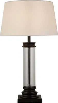 Produktbild von Tischleuchte, Metall, Stoff, Glas, Schwarz, H 63 cm
