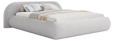 Obrázek produktu pro Selsey Shels – Čalouněná postel, bouclé, světle šedá barva, rozměry 200x200 cm