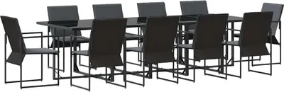 Immagine prodotto di vidaXL Set da pranzo da giardino, 11 pezzi, acciaio nero