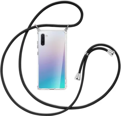 Produktbild von Handykette Backcover-Schutzhülle mit Band (Metall silberfarben) für Samsung Galaxy Note 10 - schwarz