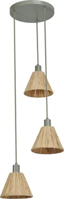 Produktbild von OSRAM Pendelleuchte 3-flammig Decor Raffia Plate grün aus Bast & Metall, E27, 430 mm Durchmesser, Lampenschirm aus recyceltem Material, nachhaltig durch austauschbare Lichtquelle, einfache Montage