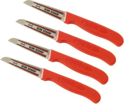 Produktbild von Neustanlo | Schälmesser Set | 4-teilig | Rot | ideal für Kartoffeln & Gemüse | präzises Küchenwerkzeug | langlebig & scharf