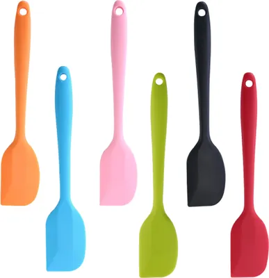 Produktbild von 6 kusov 21,5 cm sada škrabiek na cesto Tepelne odolná do 500 °F Silikónová škrabka Škrabka na cesto, kuchynská škrabka, kuchynský riad s kovovým jadrom Ideálna na varenie a pečenie