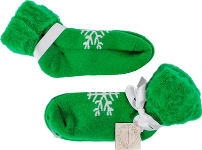 Produktbild von 1 Paar WEIHNACHTSSOCKEN 36-39 Kuschelsocken Wintersocken Thermosocken Thermo Warm Winter Socken Hausschuhe (Grün)