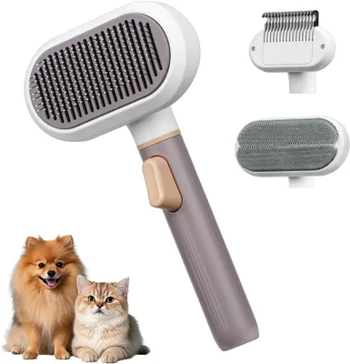 Produktbild von Hundehaarbürste 3-in-1, selbstreinigend, wechselbare Köpfe, für Fellpflege