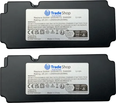 Produktbild von 2x Trade-Shop Li-Ion Akku 25,2V / 2500mAh kompatibel mit Yard Force SA900 SA900B SA900ECO SA1000 SA1500 X50i ersetzt 862617 862618 0862622 0862622001