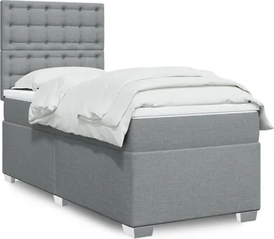 Produktbild von Möbel Boxspringbett mit Matratze Hellgrau 90x190 cm Stoff - Polsterbett 3290357