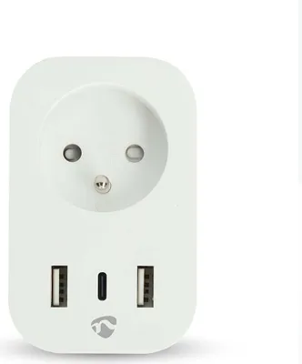 Produktbild von Nedis SmartLife Smart Stecker - IP21 - Leistungsmesser - 3680 W - Frankreich / Typ E (CEE 7/6) / 1x USB-C / 2x USB - 0 - 55 °C - Android / IOS - Weiss - 1 Stück