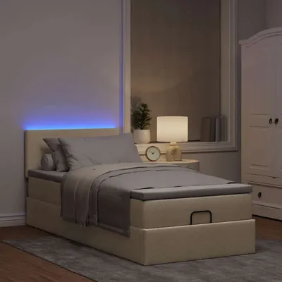 Produktbild von Hochwertig Ottoman-Bett mit Matratze Creme 90x190 cm Stoff 3312192