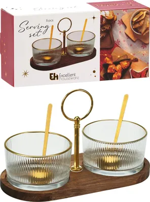 Zdjęcie produktu dla Zestaw do serwowania szklany 5 części akacja