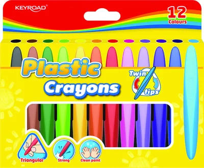 Produktbild von Keyroad Dreikant-Wachsmalstifte „Twin Tips“, 12 Farben