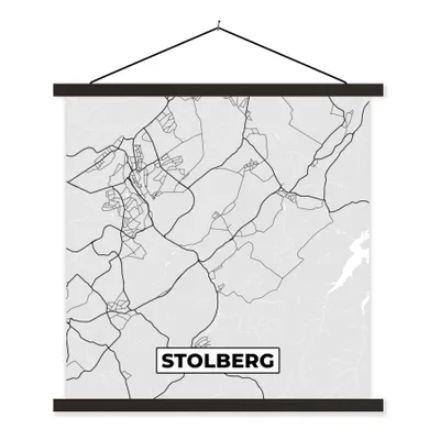 Produktbild von MuchoWow® Textilposter Stadtplan - Stolberg - Karte - Deutschland - Karte 60x60 cm mit schwarzem Rahmen - Posteraufhänger