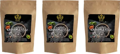 Produktbild von HAF 3 x 1 kg Schwarzes Kristallsalz 2–5 mm | Kala Namak | 100% Natürlich, Handabgebaut, Unraffiniert | Steinsalz aus Pakistan | Ideal zum Kochen