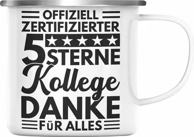 Produktbild von Trendation - Bester Kollege Der Welt Emaille Tasse Geschenk Abschied Neuer Job Kollege Geschenkidee Abschiedsgeschenk (Silber)