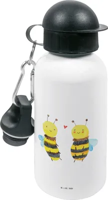 Produktbild von Mr. & Mrs. Panda Trinkflasche Biene Verliebt - Weiß - Geschenk, Kinderflasche Kindergarten, Kita, Wasserflasche, Kinder