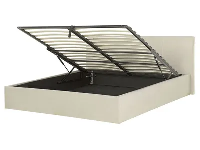 Obrázek produktu pro BELIANI Postel béžová s rámem čalouněná s úložným prostorem 160 x 200 cm minimalistický vzhled ložnice
