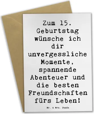 Produktbild von Mr. & Mrs. Panda neujahrskarte Spruch 15. Geburtstag - Weiß - Geschenk, einladungskarten, osterkarte, vatertagskarte, Alter, Kreationen, Happy Birthday, Meilenstein