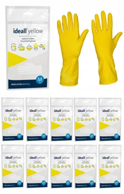 Produktbild von Latex-Haushaltshandschuhe / Gelb / Größe: 8 - M / Ideall Gelb - 12 Stück.